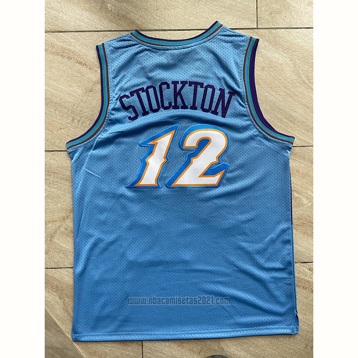 Camiseta Utah Jazz John Stockton #12 Mitchell & Ness 1996-97 Azul